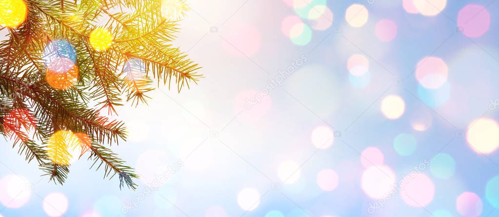 Christmas tree; Holidays background with Xmas holidays light