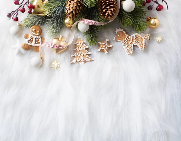 Natal brilhante; Fundo de férias com decoração de Natal e C — Fotografia de Stock