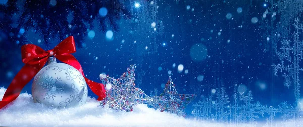 Mavi kar Noel arka plan sanat — Stok fotoğraf