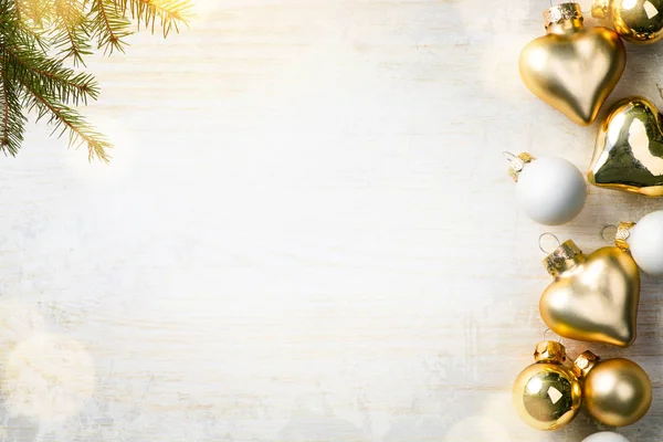 Composição de Natal; decoração de Natal e branche de abeto — Fotografia de Stock