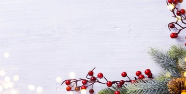 Noel tatil kompozisyon kopya spa beyaz zemin üzerine