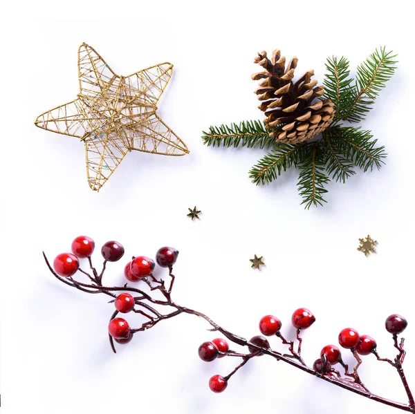 白い背景の上のクリスマスの飾り休日のデザイン要素 — ストック写真