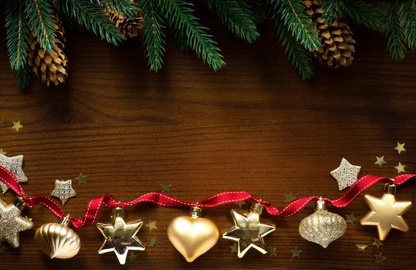 Christmas holidays ornament flat lay; Christmas card background — Stock Photo, Image