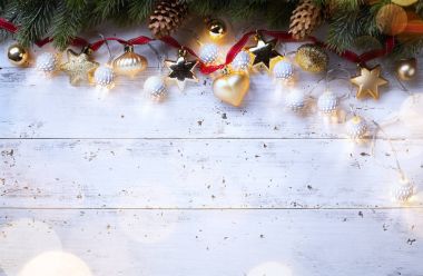 Ahşap arka plan üzerinde Noel tatil kompozisyon; Noel t