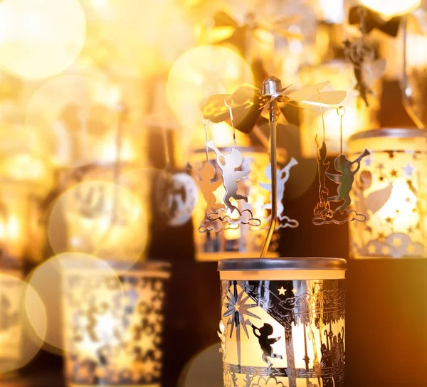 Weihnachten Feiertag Straßenmarkt Verkauf Hintergrund; Weihnachtslaterne — Stockfoto