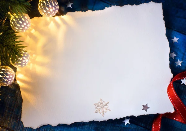 Merry Christmas Card Med Säsong Gåva Tag Vintage Bak — Stockfoto