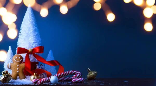Kunst kerst snoep en kerstboom decoratie — Stockfoto
