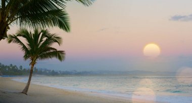 Art Beautiful sunset over the tropical beach