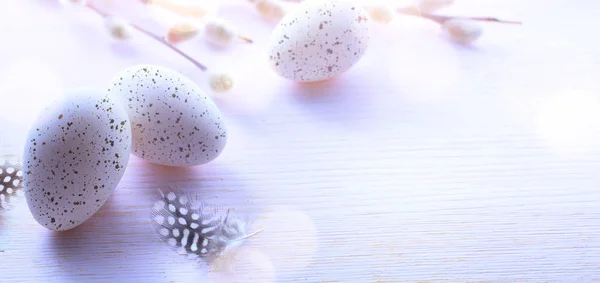 Wielkanoc tła z Wielkanoc jaja i wiosna kwiaty na NK ta — Zdjęcie stockowe