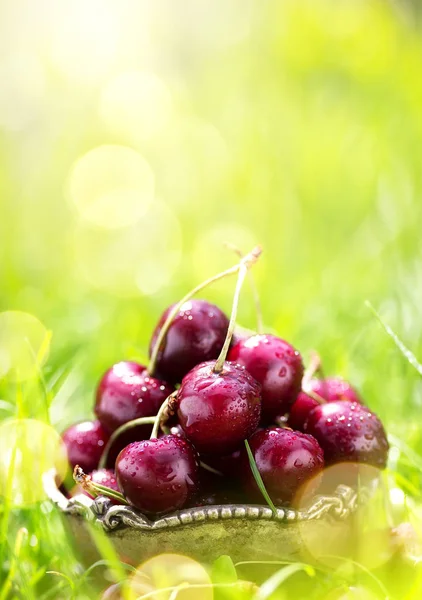 Fresh summer fruit background; healthy summer food; fresh cherry — Stock Photo, Image