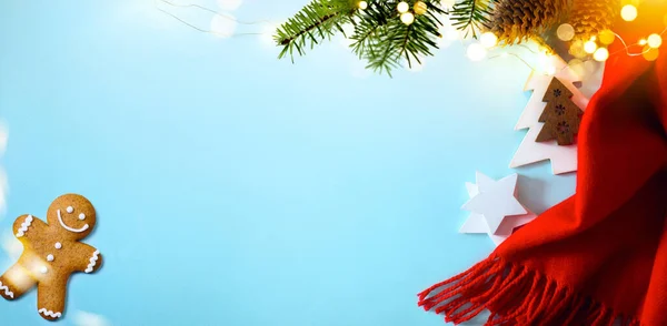 Art vánoční dovolená Pozadí s vánoční stromeček dekorace — Stock fotografie