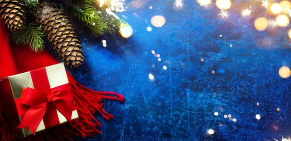 Art Merry and Bright Kerstmis en Gelukkig Nieuwjaar wenskaart — Stockfoto