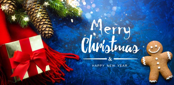Arte Feliz Navidad y Felices Fiestas tarjeta de felicitación, marco, prohibición — Foto de Stock