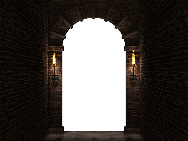 Темная арка, изолированная трехмерная иллюстрация
