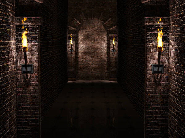 Арки на заднем плане факелов
