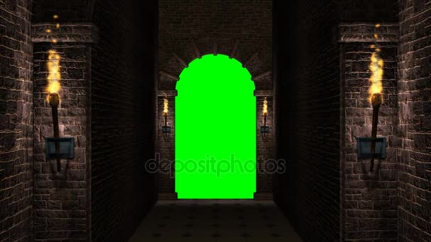 Арка с зеленым экраном — стоковое видео