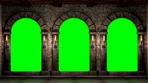 Arcs médiévaux avec animation en boucle à écran vert 