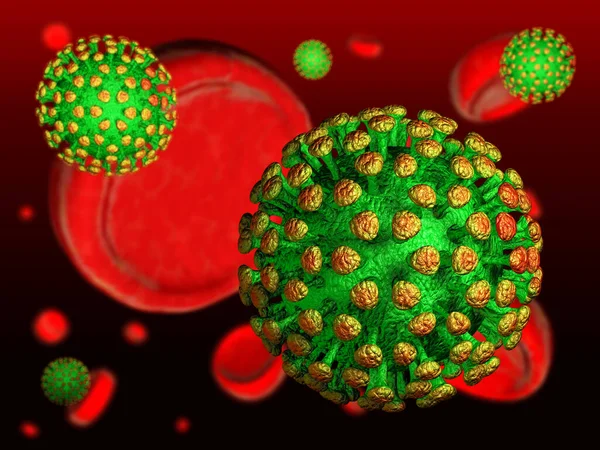 Ilustración Una Infección Por Coronavirus Sangre — Foto de Stock