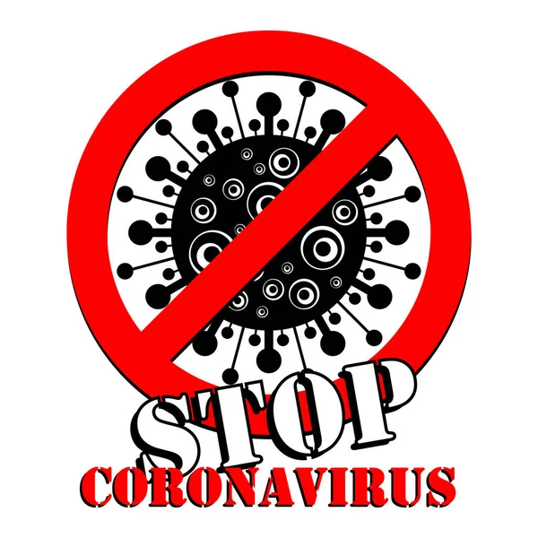 Coronavirus için yasaklama işareti. Beyaz arkaplanda kırmızı.