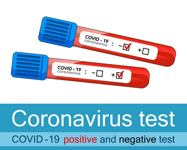Dois Tubos Ensaio Com Teste Positivo Negativo Para Coronavirus Vetores De Bancos De Imagens Sem Royalties
