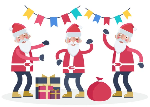 Cheerful Santa Clauses — Stock Vector