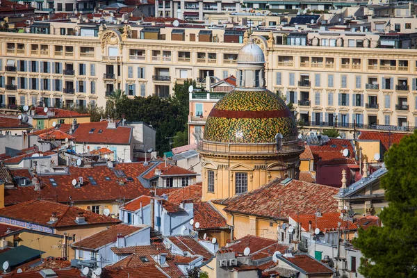 Vista aérea del casco antiguo de Niza desde Colline du Chateau —  Fotos de Stock