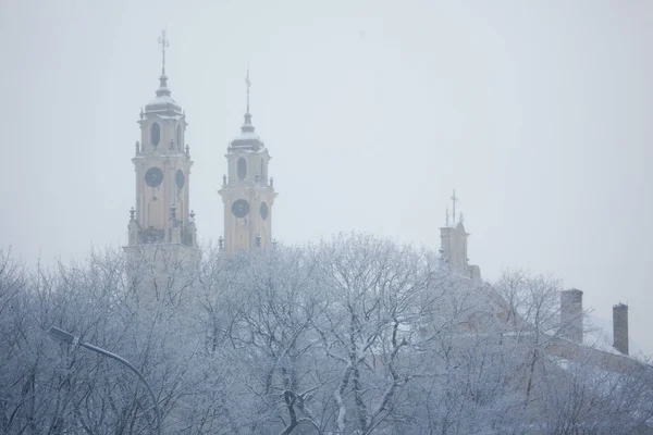 Dia de inverno monótono e nebuloso em Vilnius, Lituânia — Fotografia de Stock