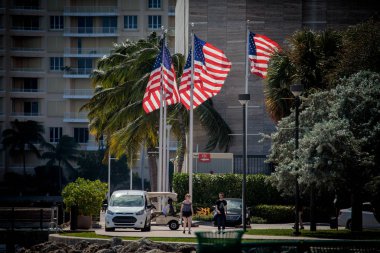 Bayfront Park Miami Amerikan bayrakları