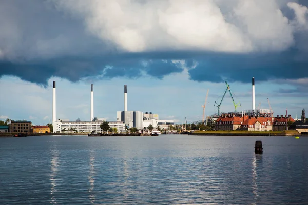 Kopenhag liman bölgesinde sanayi bölgesi. — Stok fotoğraf