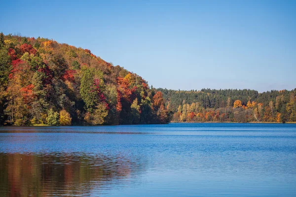 Podzimní Listí Kolem Zelených Jezer Zalieji Ezerai Šest Jezer Regionálním — Stock fotografie