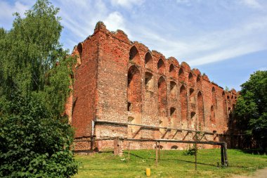 Neman 'daki eski Ragnit (Ragaine) şatosunun kalıntıları (eski Ragnit, ya da Ragaine), Kaliningrad Bölgesi.