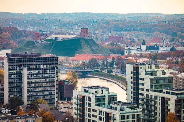 Vilnius Litvanya Ekim 2018 Vilnius Şehir Manzarası Sonbaharda Gediminas Kulesi — Stok fotoğraf