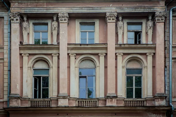 Dettaglio Una Vecchia Casa Padronale Tyzenhaus Abbandonata Vilnius Lituania — Foto Stock