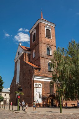 Kaunas, Litvanya - 23 Haziran 2019: Kaunas Katedral Bazilikası Kaunas 'ın eski kasabasının kalbinde.