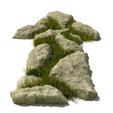 Taş ok yeşil çim ile