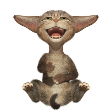 Yavru kedi holding göbek 