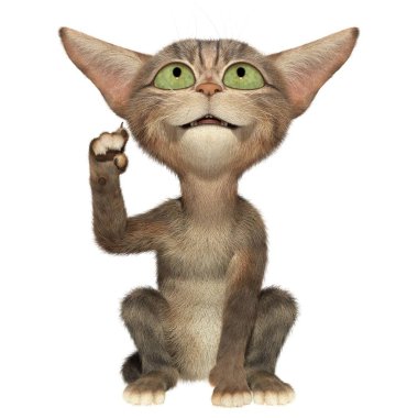 Kabarık kedi pençesi ile gösteren