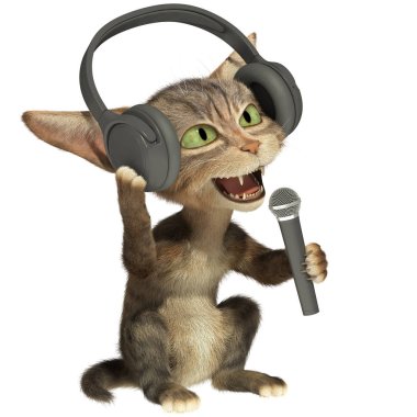 Kedi kulaklıklar müzik dinler