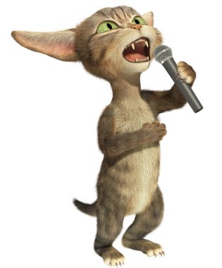 Kedi mikrofon şarkı söylüyor.. 