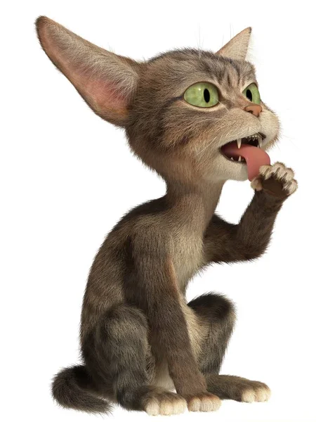 Kedi pençesini yalıyor.