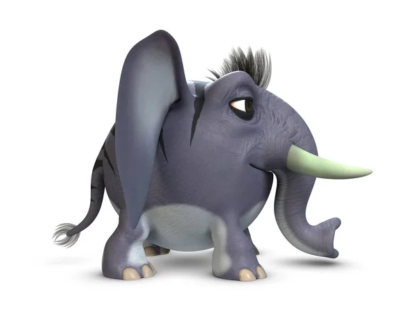 3D-modell av tegnefilm morsom liten elefant – stockfoto