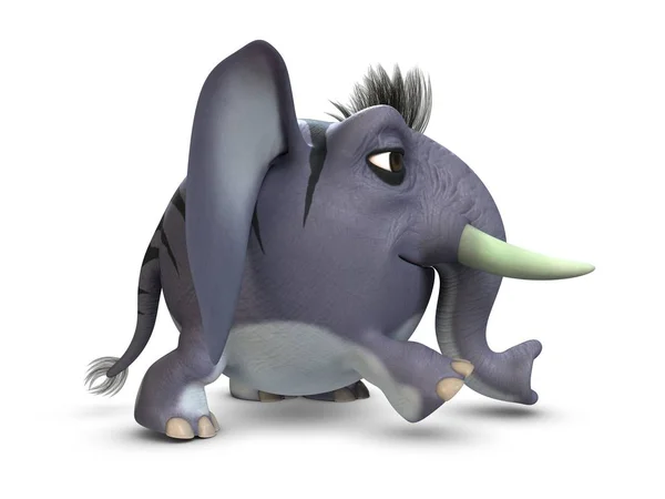 Modello 3D di cartone animato divertente piccolo elefante — Foto Stock