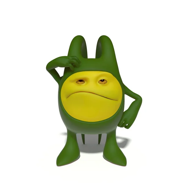 Nachdenkliches grünes Monster — Stockfoto