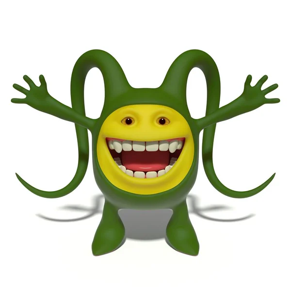 Zadowolony zielony potwór — Zdjęcie stockowe