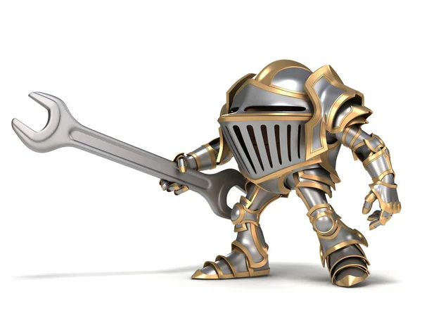 Cartoon Knight repairman — Stock Photo, Image