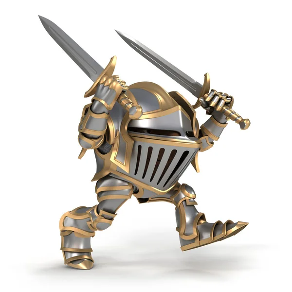 Attacking cartoon  knight — Stock Photo, Image