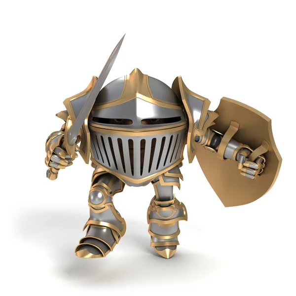 Attacking cartoon  knight — Stock Photo, Image