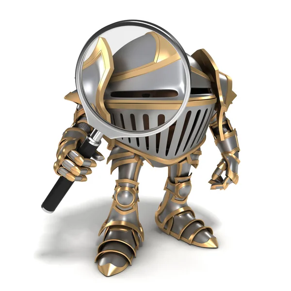 Knight with magnifying glass — Stock Photo, Image
