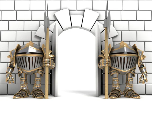 Little knights guarding the gates — Stock Photo, Image