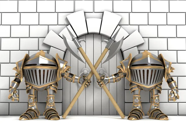 Little knights guarding the gates — Stock Photo, Image